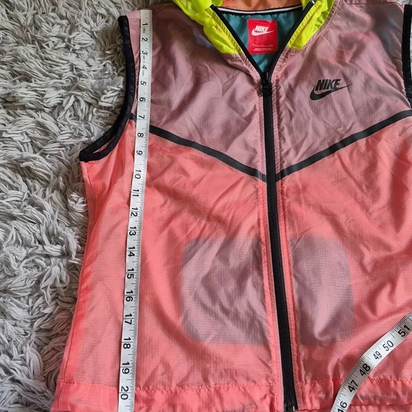 Nike Pink and‎ Yellow Hooded Vest Windbreaker Woman's Size S Colorblock Neon - Picture 10 of 12
